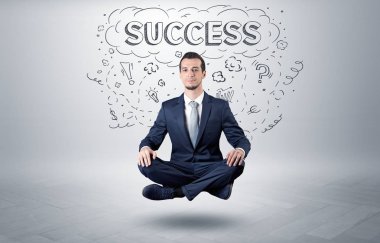 İşadamı doodle kavramı ile meditasyon