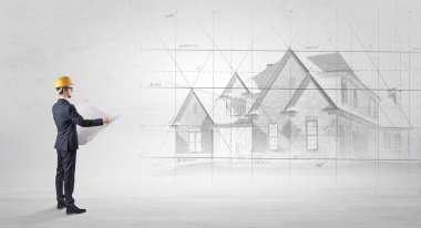 Ev planı ile ayakta mimar