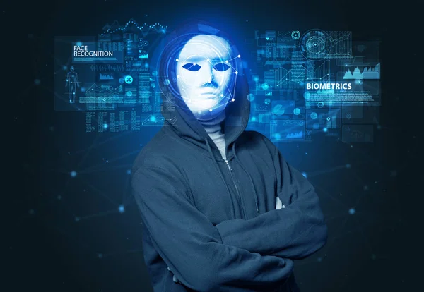 Young man face recognition concept — Stock Photo, Image