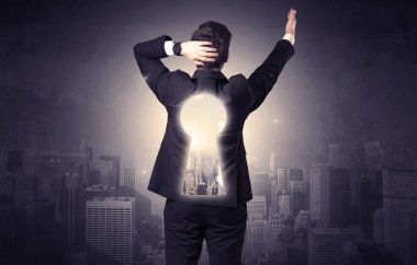 Keyhole sırt ile ayakta işadamı