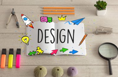 Yerdeki defter ve ofis aletleri