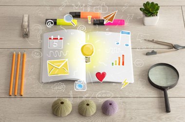 Aletleri katta açık defter