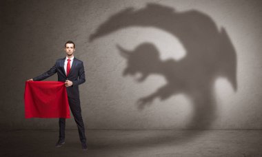 IMP gölge ve Boğa güreşçisi konsepti ile işadamı