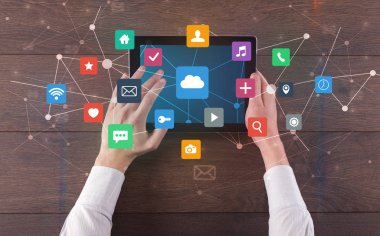 El kullanarak çok sayı tablet uygulama simgeler ve simgeler kavramı ile