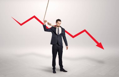 Kaybı kavramı azalan ile umutsuz iş adamı