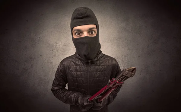Burglar with tool. — Stock Photo, Image