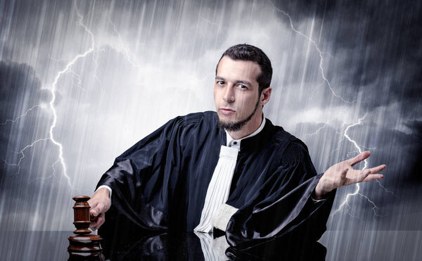 Young judge with hard time concept