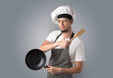 Cook mutfak aletleri ve boş duvar kağıdı