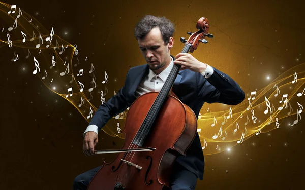 Compozitor singuratic cântând la violoncel — Fotografie, imagine de stoc