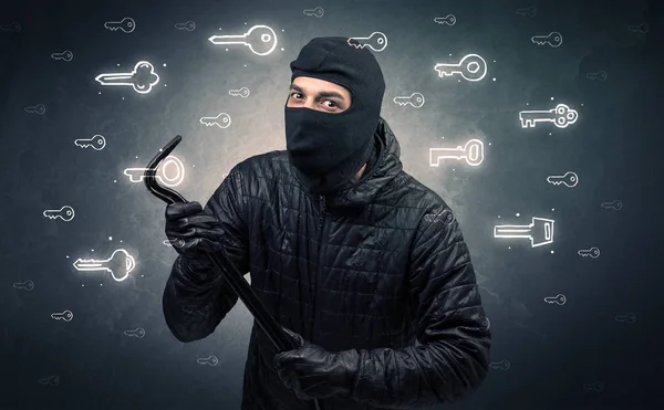 Burglar holding tool. — Stock Photo, Image