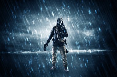 Terörist elinde silah ile bir odada