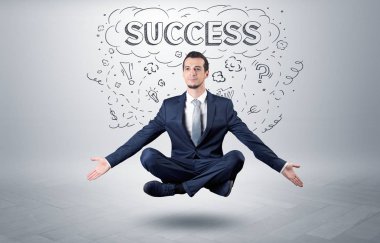 İşadamı doodle kavramı ile meditasyon