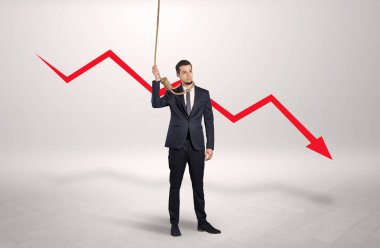 Kaybı kavramı azalan ile umutsuz iş adamı