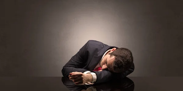 Businessman fell asleep at his workplace — Stock Photo, Image