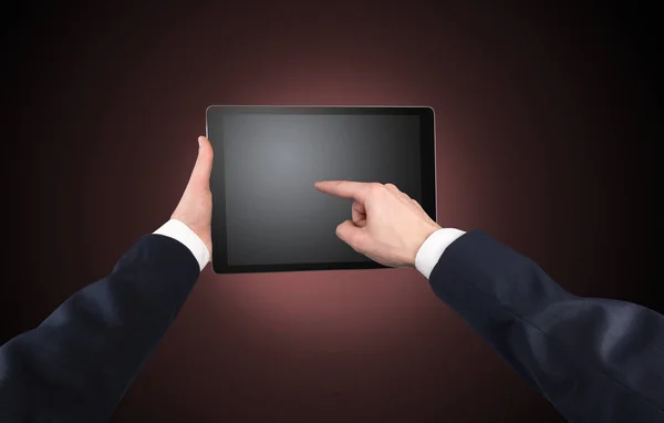 Mano utilizzando tablet con spazio di copia — Foto Stock