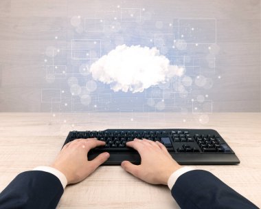 Zarif işadamı el ile bağlı yazarak kavramı postaları 