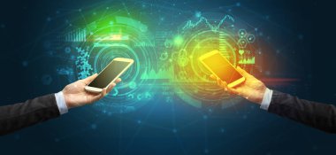 iki akıllı, iş ve iletişim konsepti