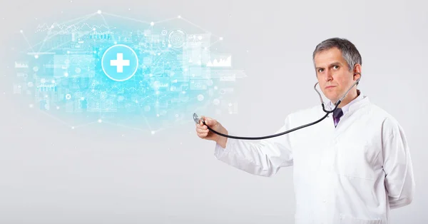 Professional researcher with stethoscope — Stock Photo, Image