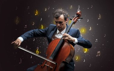 Falling notes with classical musician clipart