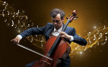 Yalnız besteci üzerinde Çello çalan