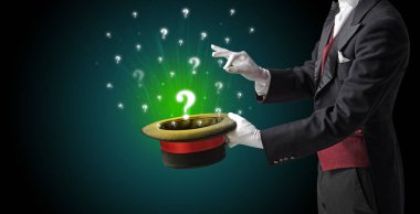 Sihirbaz hokkabaz bir silindir soru işaretleri