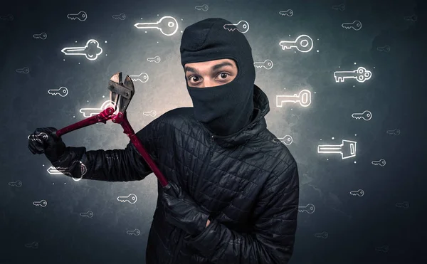 Burglar holding tool. — Stock Photo, Image