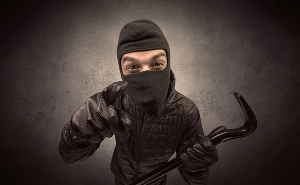 Burglar with tool. — Stock Photo, Image
