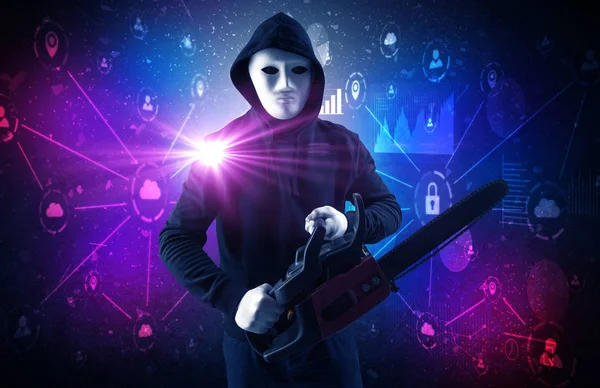 Ladrón en base de datos segura y concepto de red — Foto de Stock