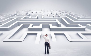 Bir düz 3d labirent başlayan işadamı