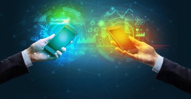 iki akıllı, iş ve iletişim konsepti