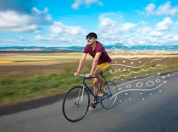 Fashion cyclist in the nature going somewhere — Stock Photo, Image