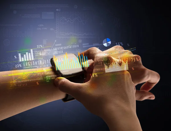 Smartwatch giyen kadın eli kapatın