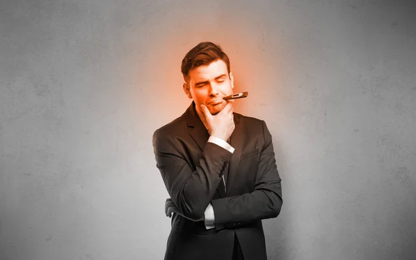 Sick businessman with burning red head concept — Stock Photo, Image