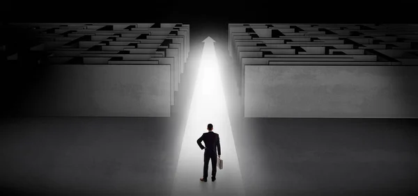 Empresário indo em frente entre dois labirintos — Fotografia de Stock