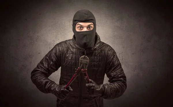 Burglar with tool. — Stock Photo, Image