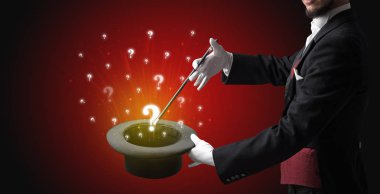 Sihirbaz hokkabaz bir silindir soru işaretleri