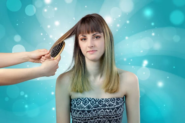 Graceful woman getting ready with shiny background — Stock Photo, Image