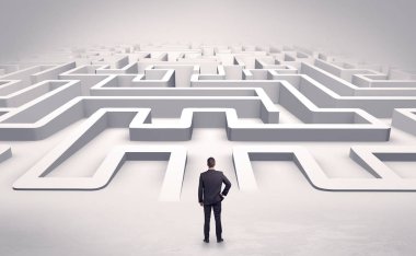 Bir düz 3d labirent başlayan işadamı