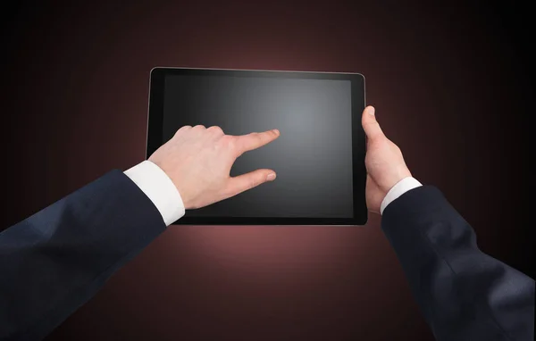 Mano utilizzando tablet con spazio di copia — Foto Stock