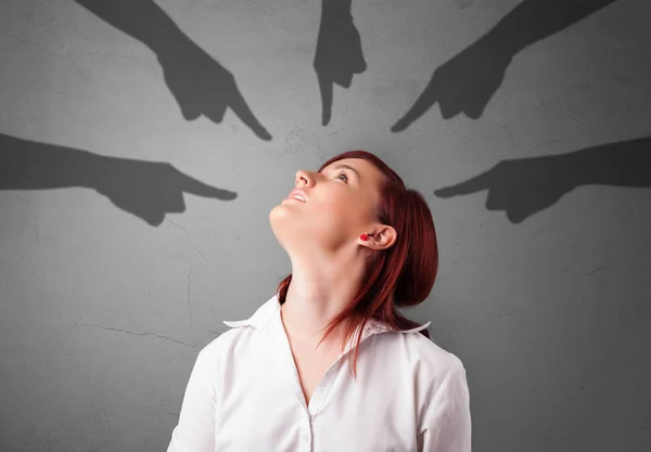 Student with pointing hands concept — Stock Photo, Image