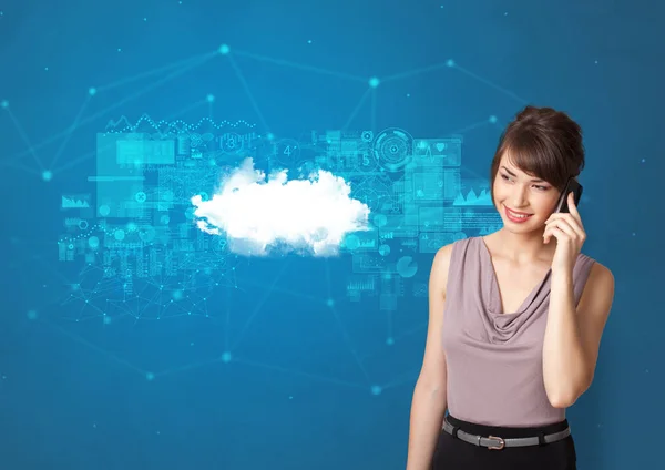 Persona che presenta il concetto di tecnologia cloud — Foto Stock