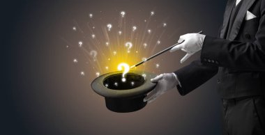 Sihirbaz hokkabaz bir silindir soru işaretleri