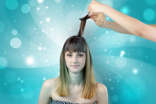 Graceful woman getting ready with shiny background — Stock Photo, Image