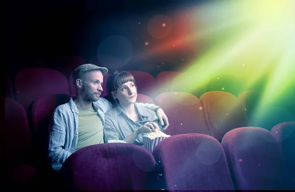 Teenager couple watching movie — Stock Photo, Image