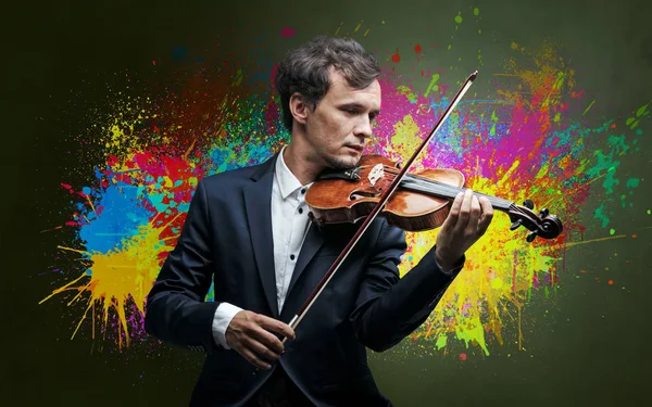 Composer with splotch and his violin — Stock Photo, Image