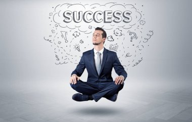 İşadamı doodle kavramı ile meditasyon