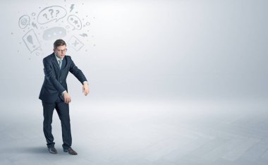 Uyku hastalığı işadamı tam kafa konsepti ile