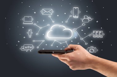 El telefon bulut teknoloji sistem konsepti ile çalışma