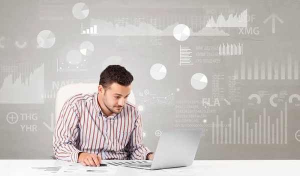 Business person sitting at desk with report analyze concept — Stock Photo, Image