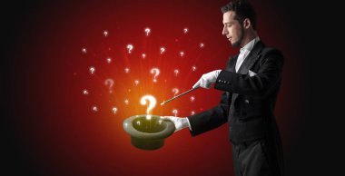 Sihirbaz hokkabaz bir silindir soru işaretleri